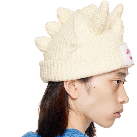 Charles Jeffrey LOVERBOY Off-White Chunky Dragon Beanie - Picture 5 of 14